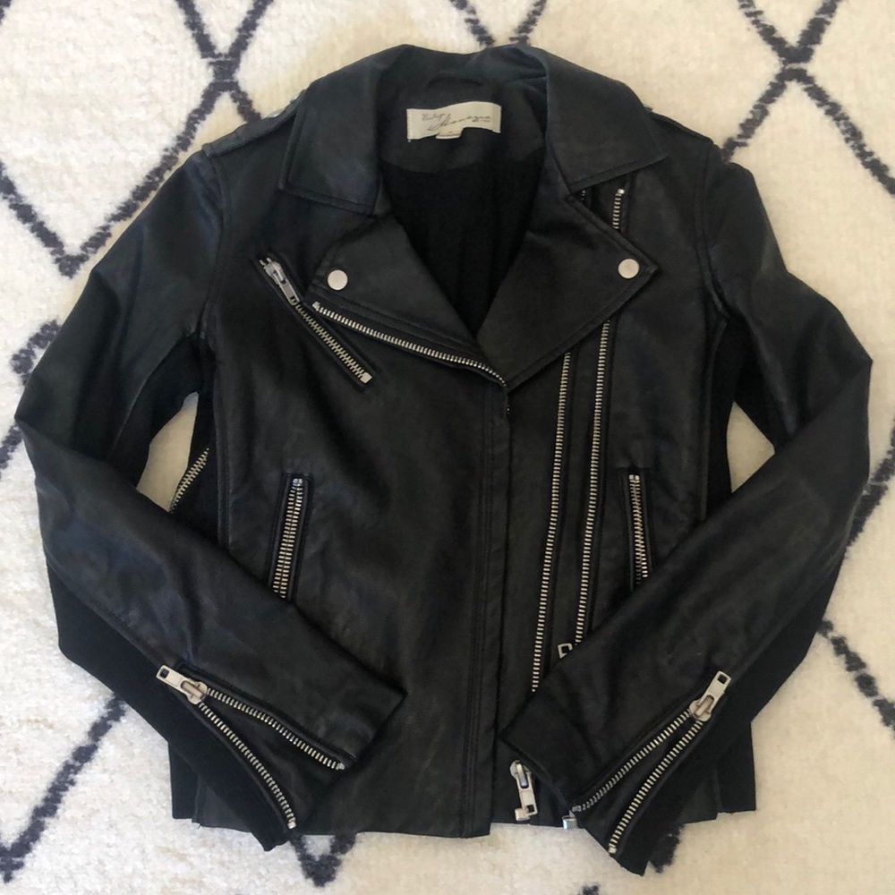Black leather moto jacket